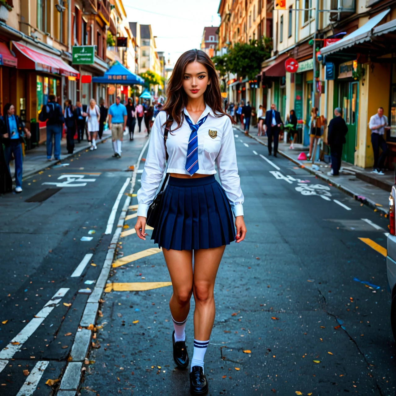 1young boy, 1 teen girl, school uniform, public sex, streets, photorealism