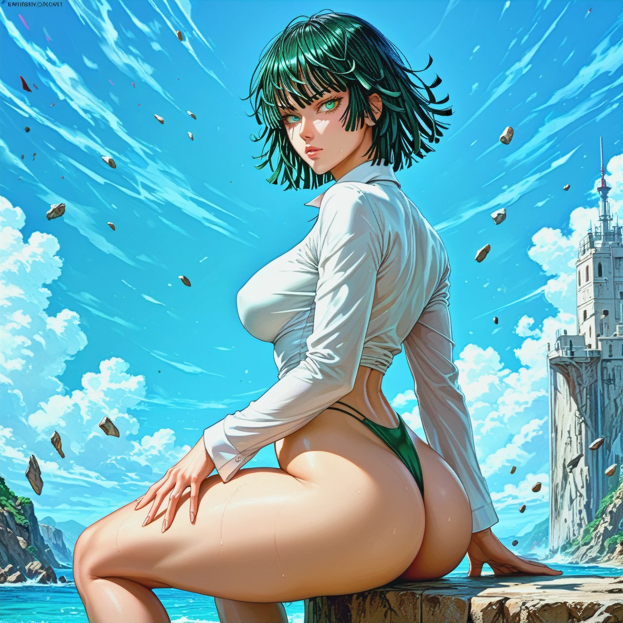 Fubuki, One punch man, 1girl, big tits, nice tits, nice booty, big ass, sexy body, in clothes