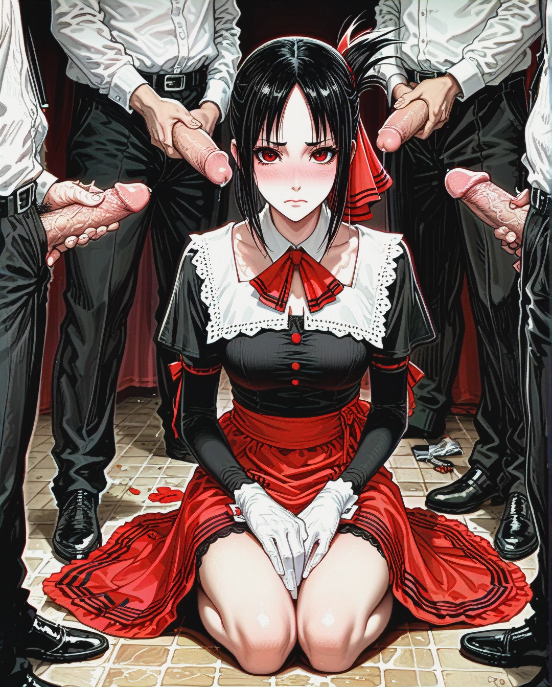 @shinomiya_kaguya (blush) (kneeling) (gangbang)