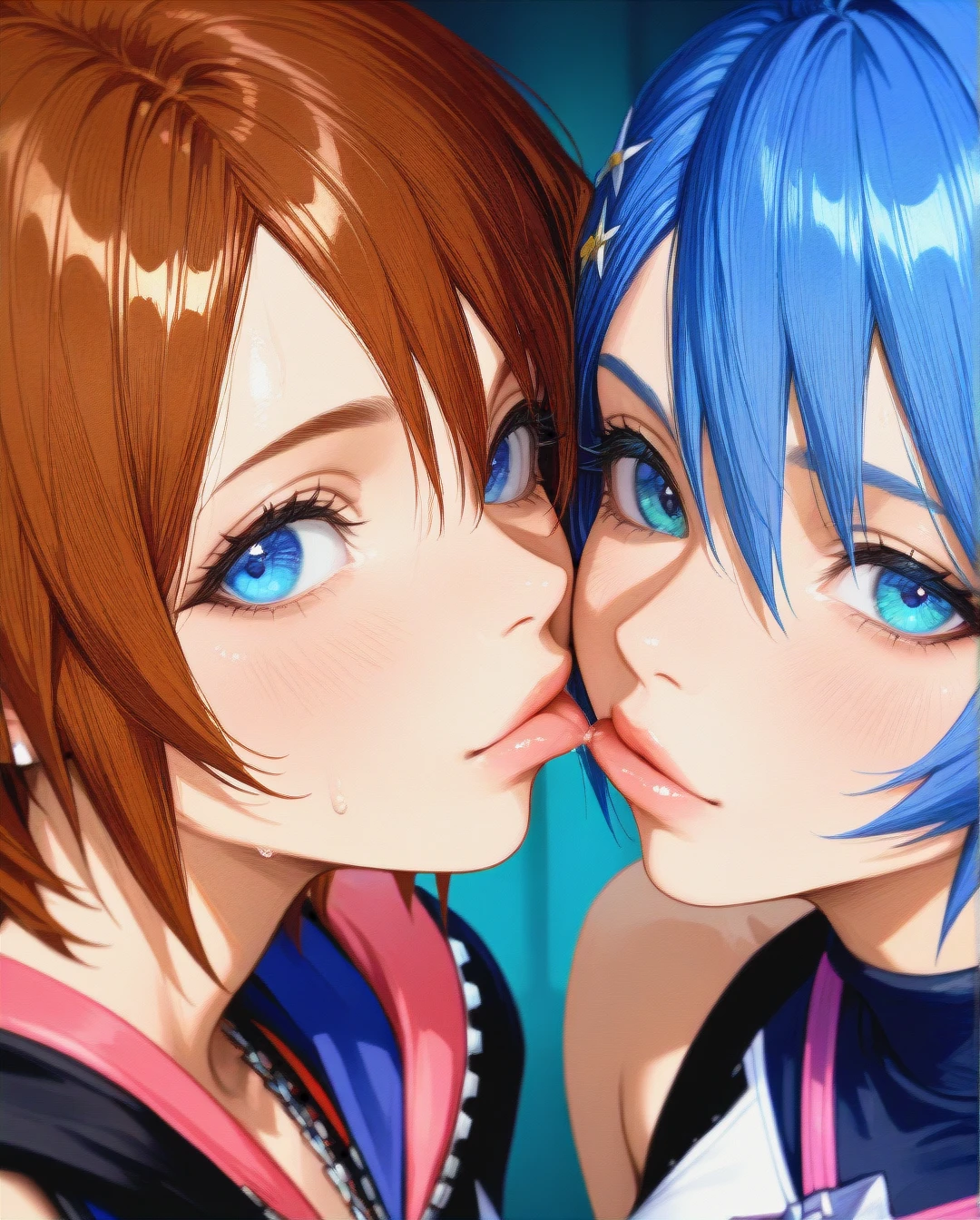 @kairi_(kingdom_hearts),@aqua_(kingdom_hearts)  , 2girls ,kairi kissing aqua