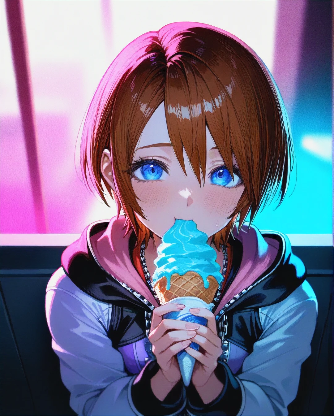 @kairi_(kingdom_hearts),@aqua_(kingdom_hearts)  , aqua and kairi eating ice cream togther