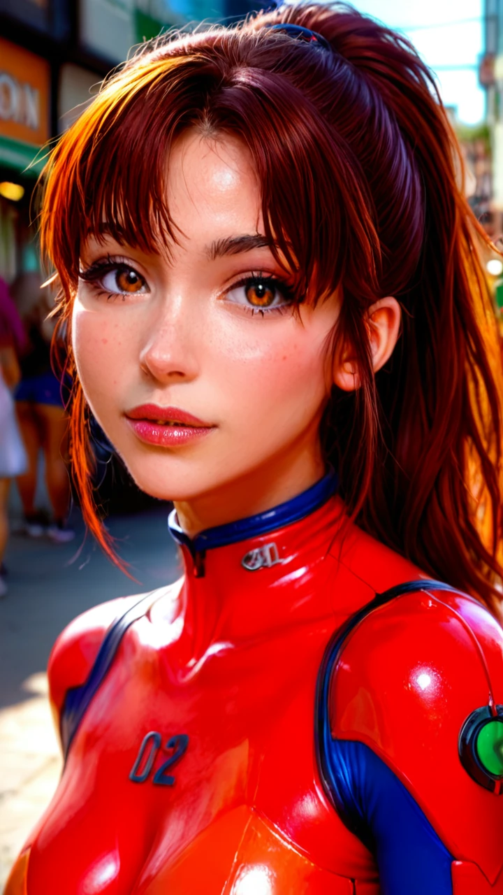 2girls lolly (hoshii miki \(idolmaster million live\)  and chichi) \(dragon balls\)big eyes  round face naked \(neon genesis evangelion\) red plugsuit bodysuit cum in dilldo looking at viewer