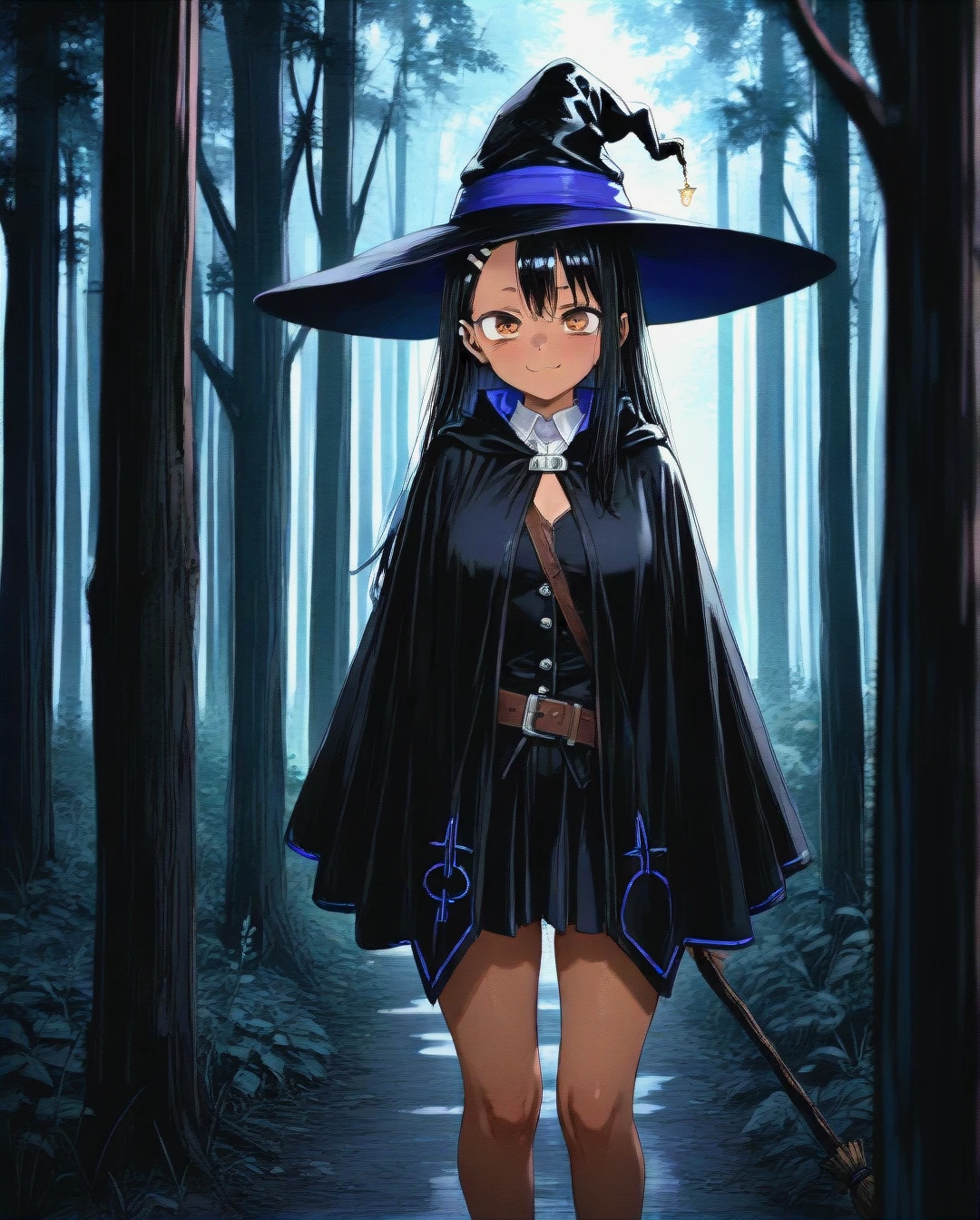 Hayase Nagatoro, witch outfit, witch hat, standing, dark forest