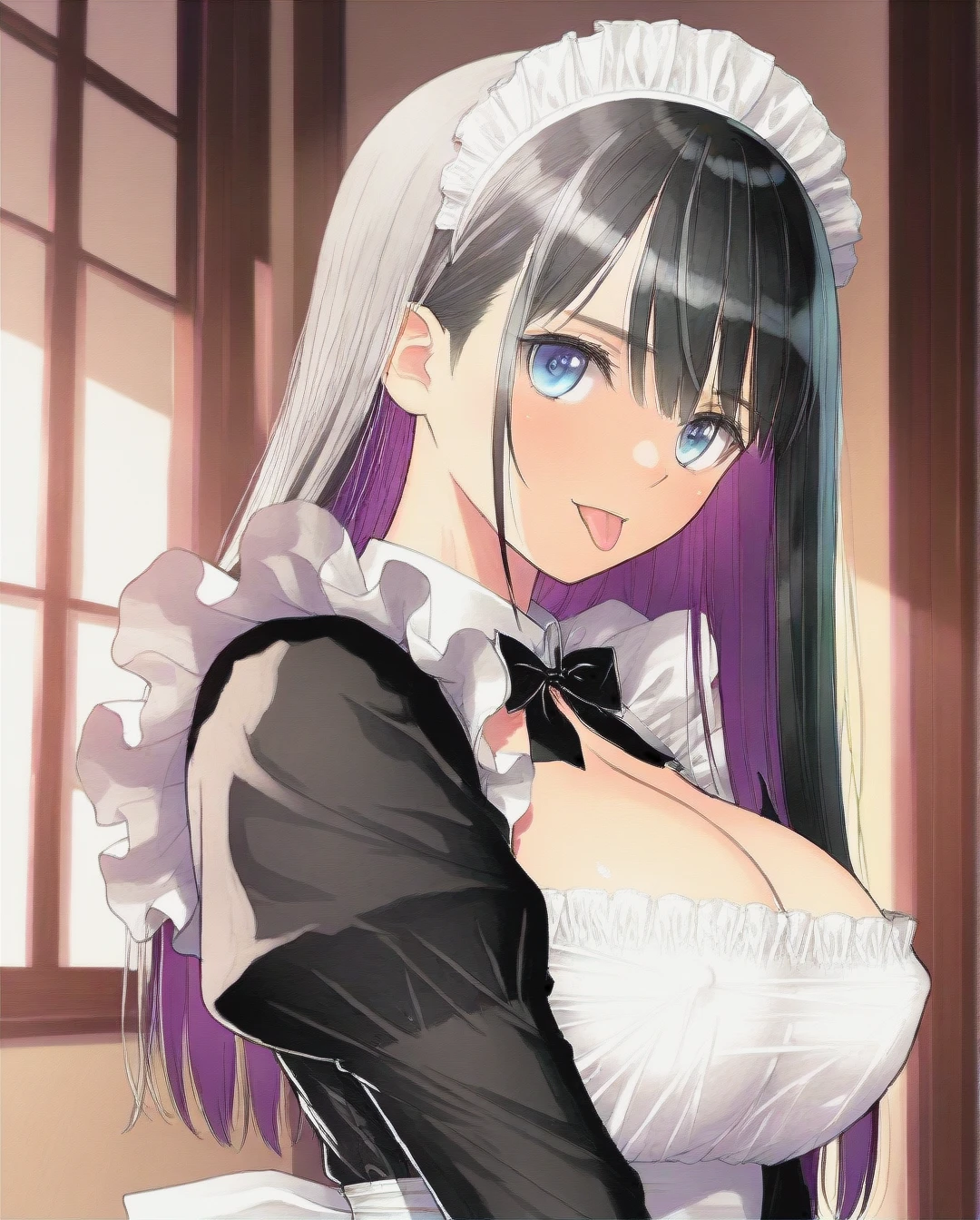 Tony taka,maid,huge breast,tongue out