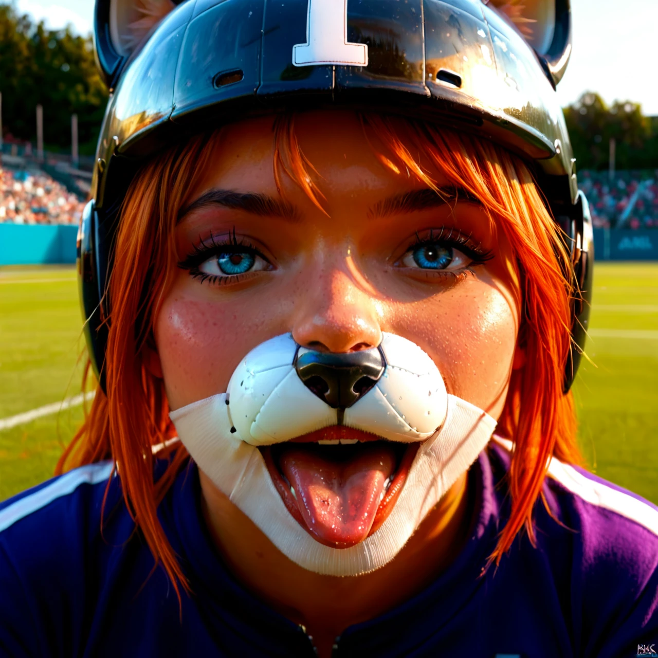 a drawing of a fox with a football helmet on, fetish, female furry mini cute style, cages, gogo : :, the artist has used bright, suki, ahegao, by Xul Solar, : :