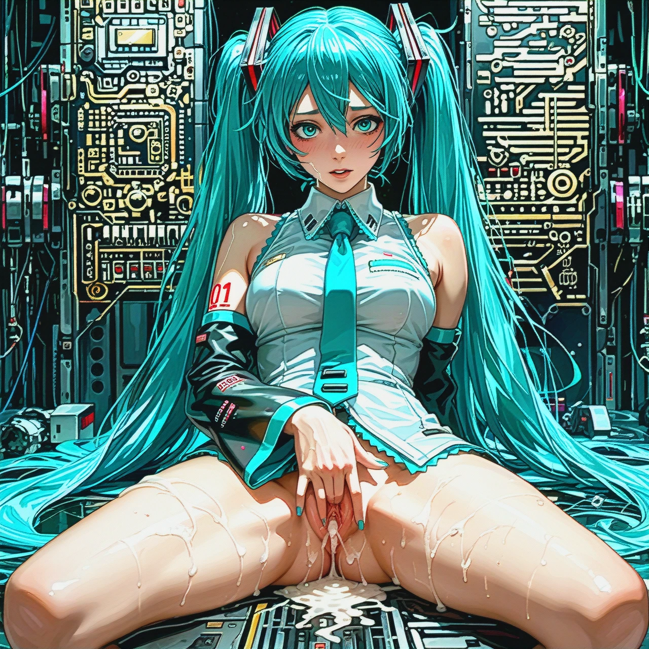 @hatsune_miku sitting (masturbation) cum in (cum_on_pussy) (convenient_head)