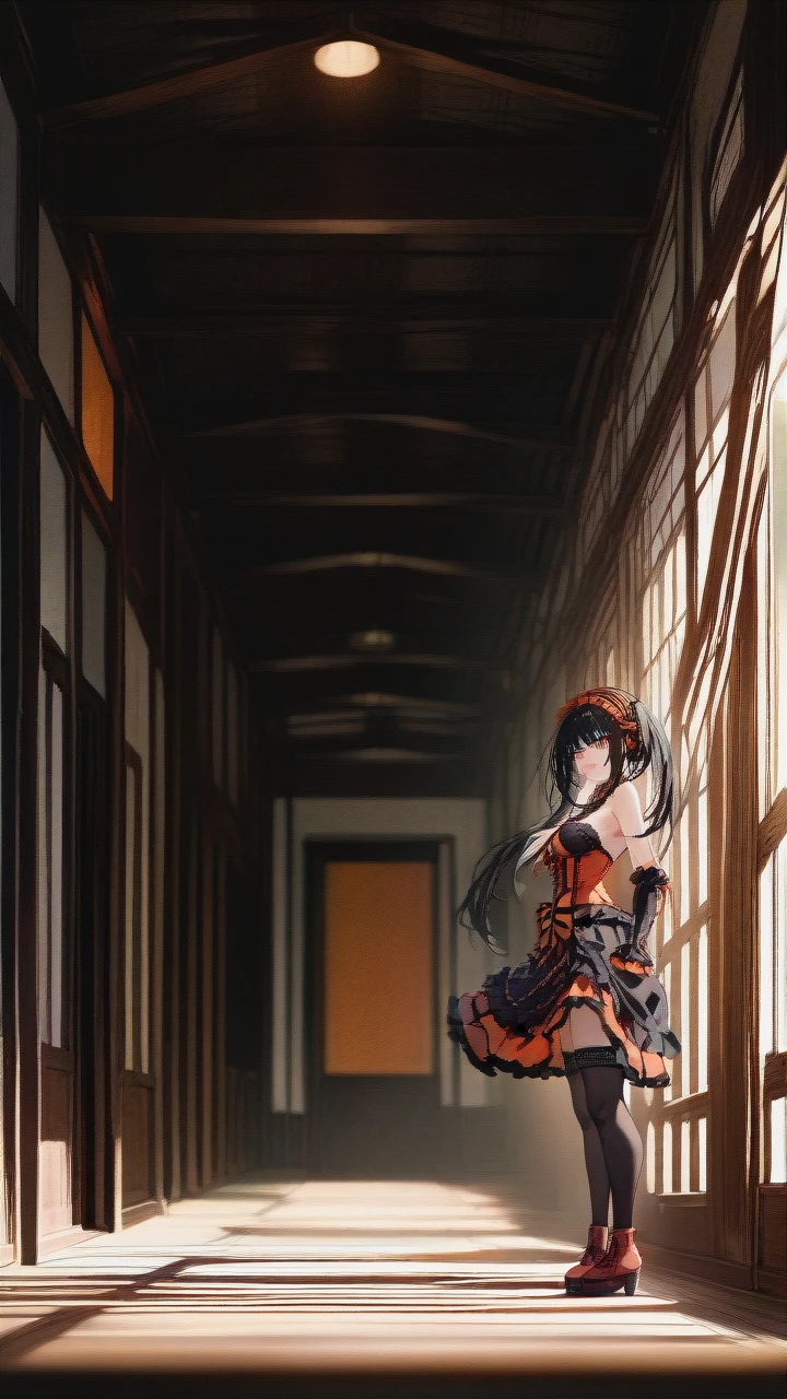 @tokisaki_kurumi, stands, full body, best quality, high quality, high detail, best lighting,