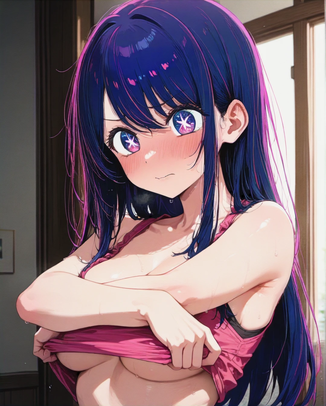 @hoshino_ai     (undressing)    (flustered)