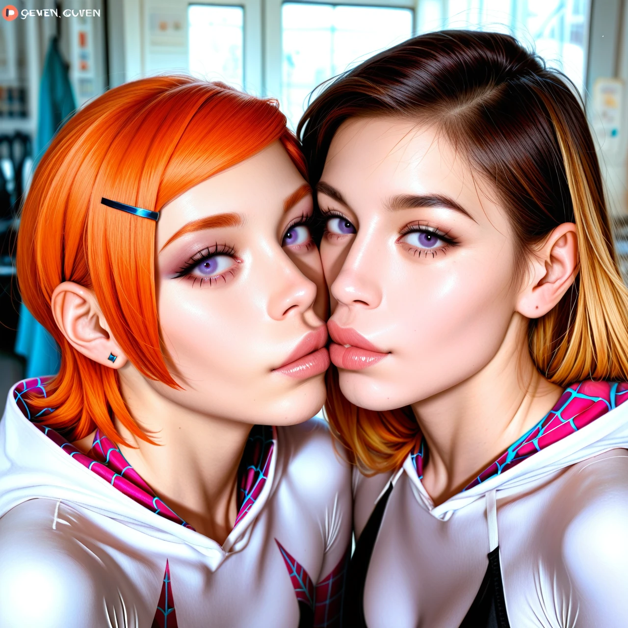 @gwen_tennyson @spider-gwen (kissing_neck)