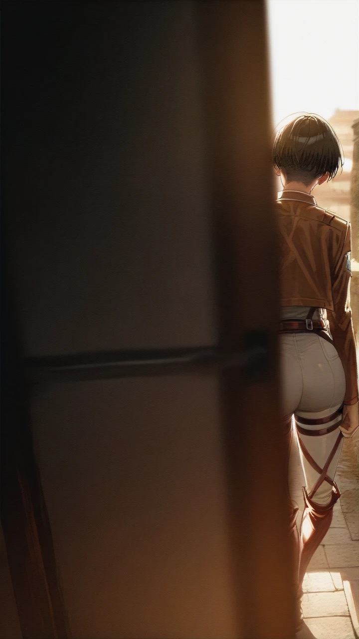 Levi Ackerman (Attack On Titan)  , standing, facing the viewer,  best quality, high quality, high detail, best lighting,