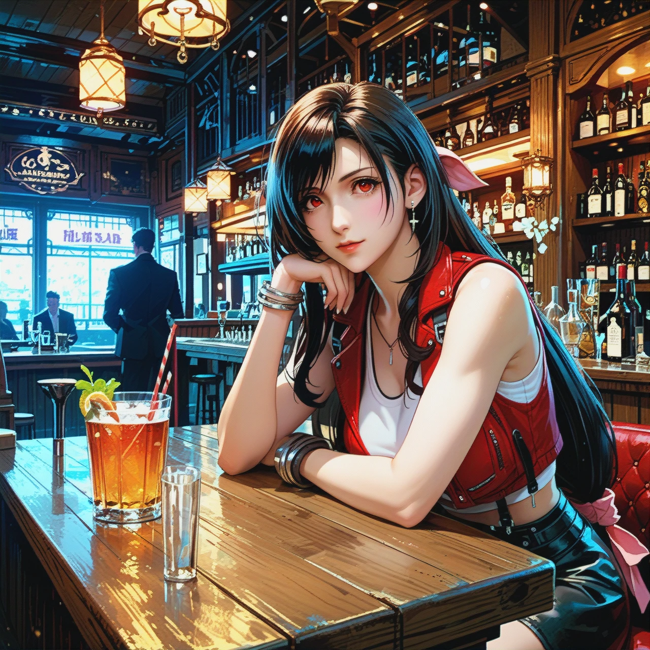 Bar,table,Tifa Lockhar, aerith gainsborough