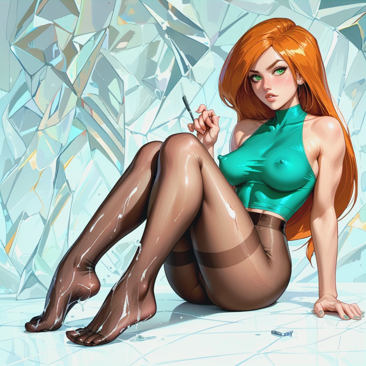 @kim_possible, foot, pantyhose, (nipple_tweak)