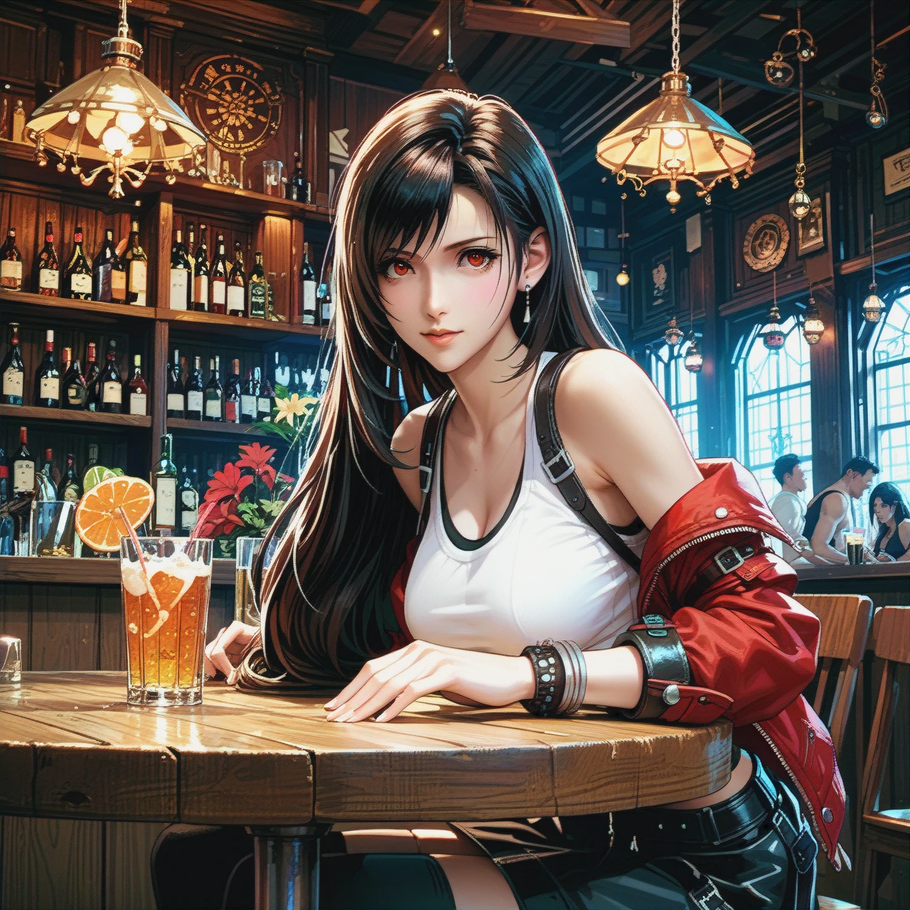 Bar,table,Tifa Lockhar, aerith gainsborough