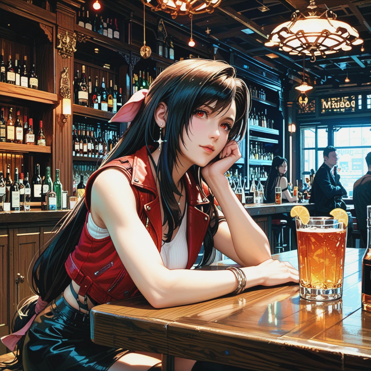 Bar,table,Tifa Lockhar, aerith gainsborough