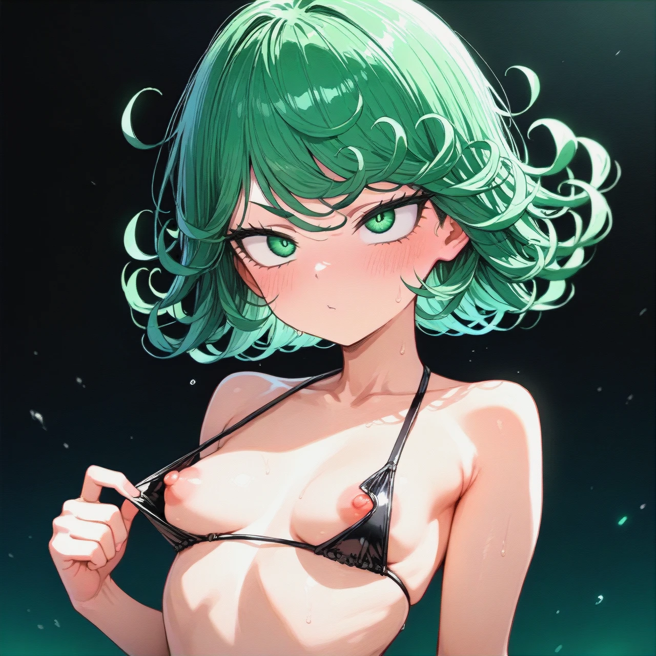 best quality, expressive eyes, perfect face, super tight mini  bikini  suits, nipples sticking out, @tatsumaki