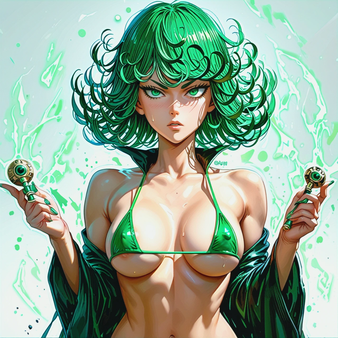 best quality, expressive eyes, perfect face, super tight micro bikini  suits, nipples sticking out, @tatsumaki