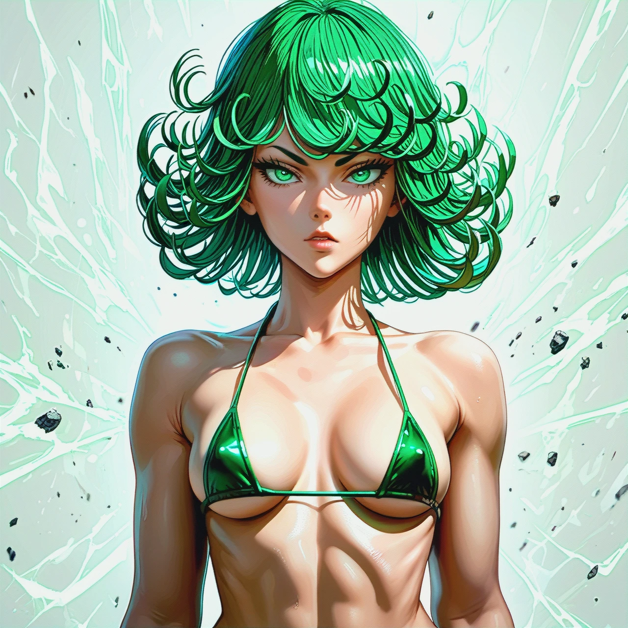 best quality, expressive eyes, perfect face, super tight micro bikini  suits, nipples sticking out, @tatsumaki