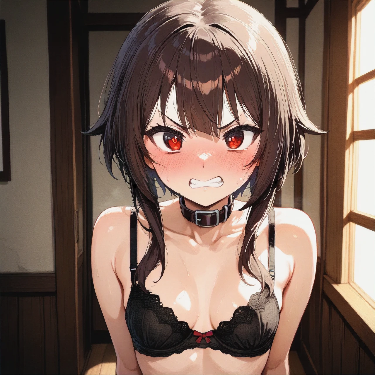 @megumin (caught) changing and without bra, (angry)