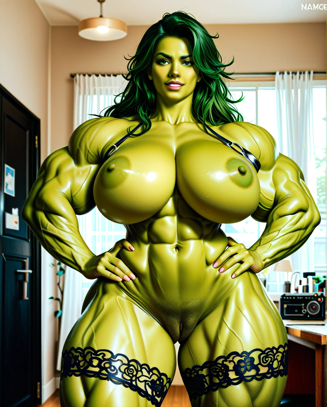 @she_hulk 2023 hyper massive muscles female, massive muscles, hyper gigantic massive muscles, hyper gigant muscles, hyper giant muscles, hyper muscle tank, nude pectorales, hairy pussy, lingerie stockings, gaped pussy, home futa