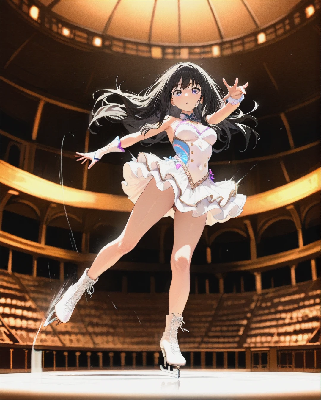 @inoue_takina, Figure Skating Costume, dress, spangle, ,spin,jump,detailed eyes,skatelink,colosseum,