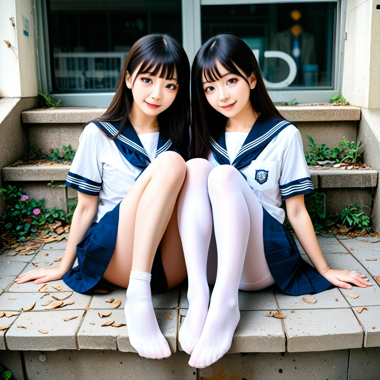 collaborative,korean,adorable face,skinny, long legs,flat chested,schoolgirl uniform,foot, pantyhose