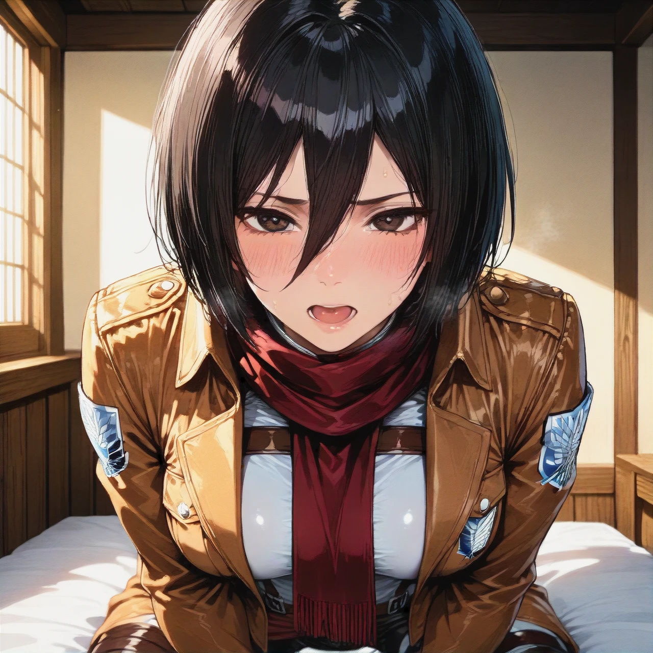 Mikasa, (implied_masturbation) shyness