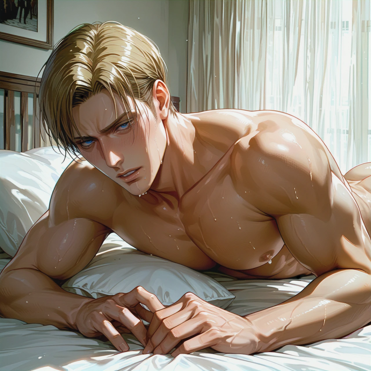 @erwin_smith in bed, naked, male body, man, solo, gay, adult, sex