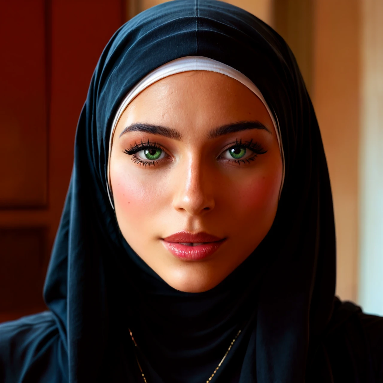 Hijab 40 yo green eye