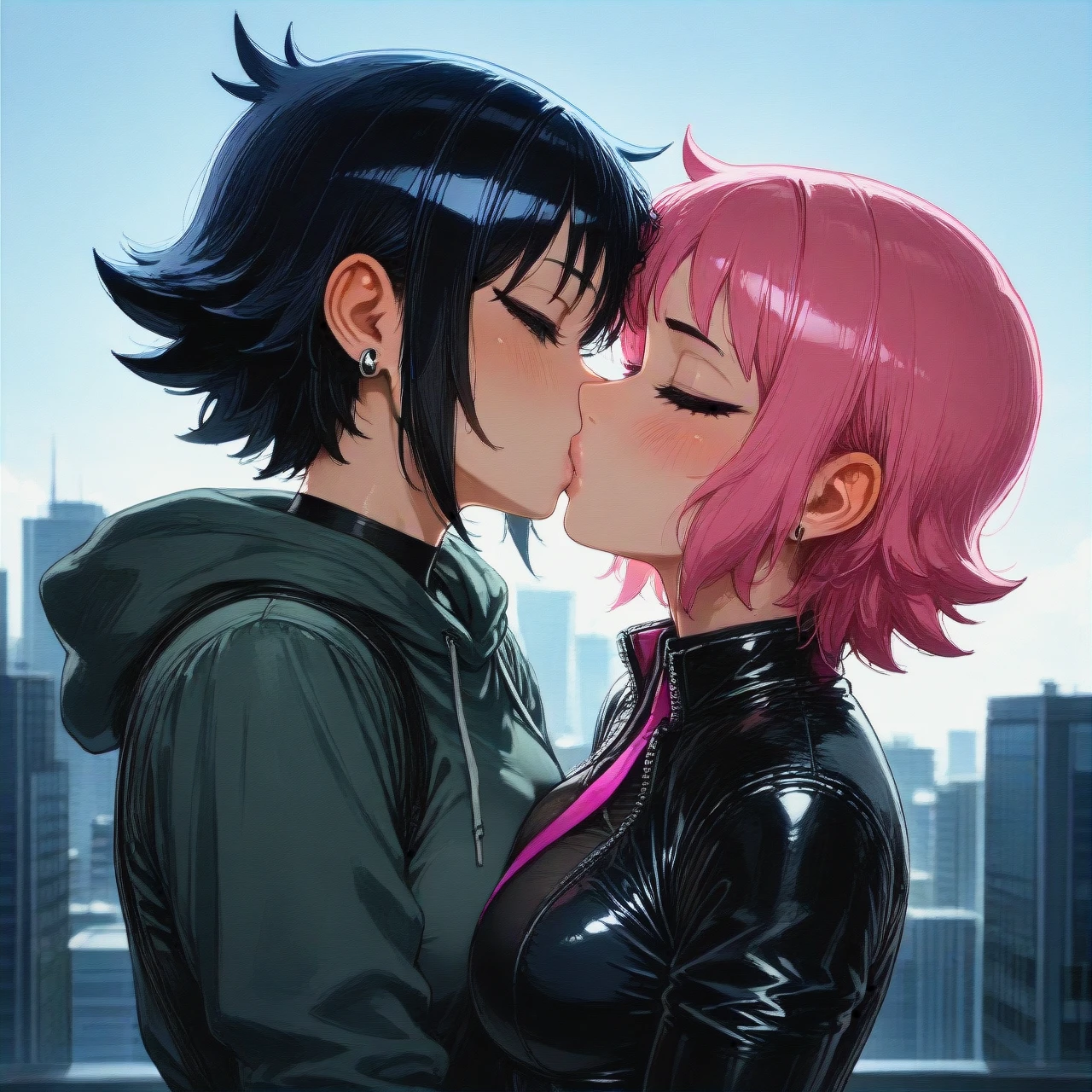 Envy Adams from scott pilgrim, ramona flowers from scott pilgrim, kissing, lesbian,