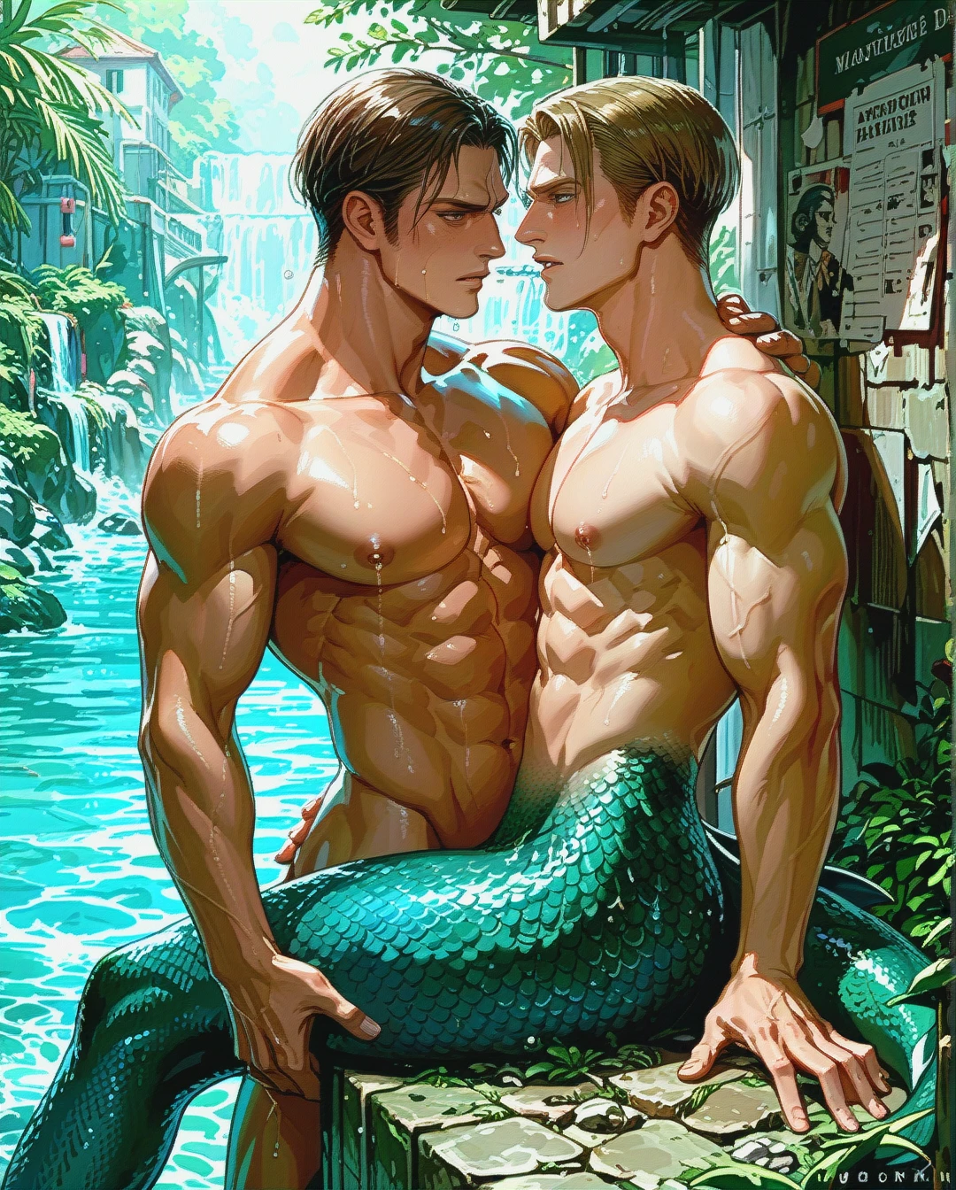 @erwin_smith , mermaid, tail, shark dick, male torso, gay, yaoi