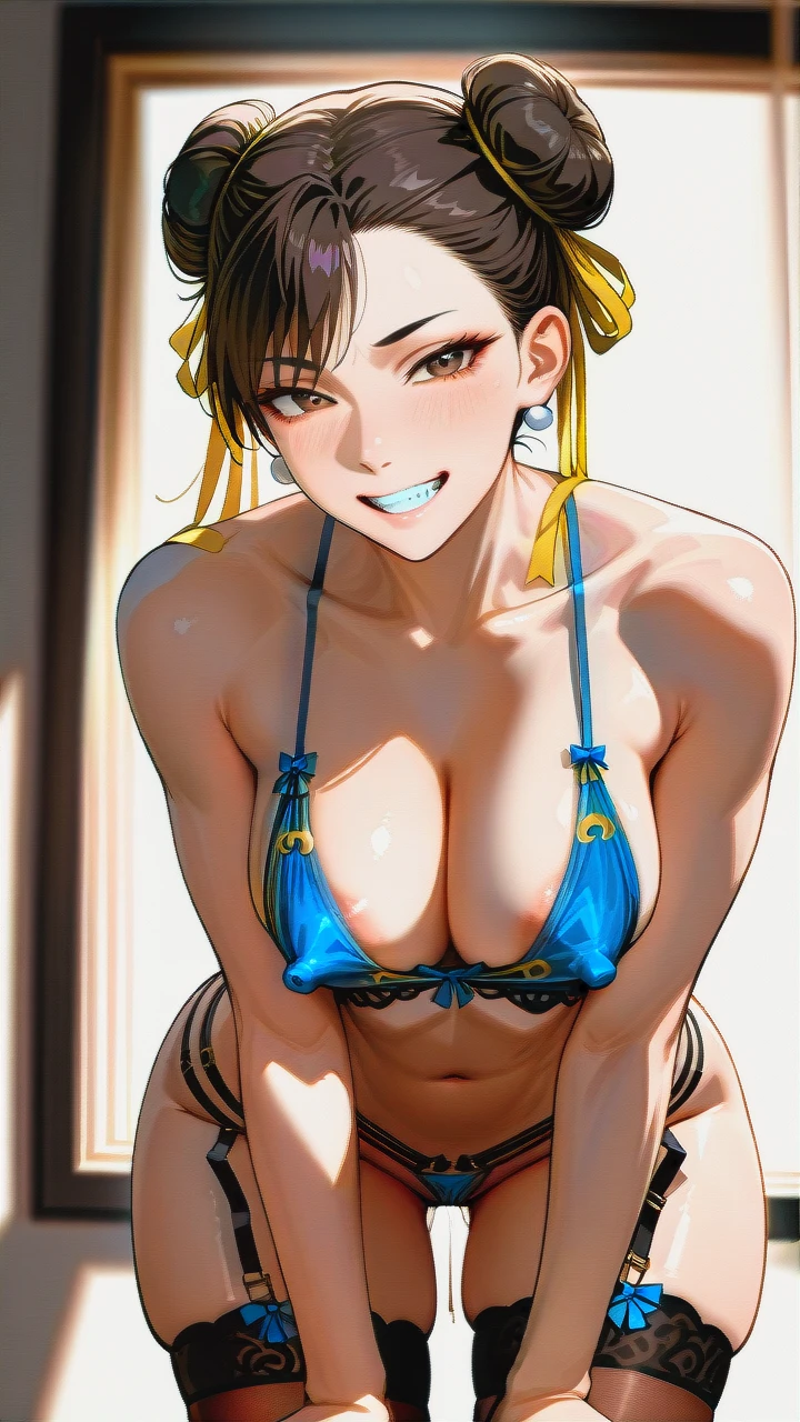 @chun-li (clenched_teeth_smile) (beautiful) (full-face) (pointy_breasts) (High-resolution) (original_lines) (thick thighs) (naughty_face) (lingerie) (covered_nipples) (pubic_hair) (light_areolae) (skinny) (thin) (thighighs) (brown_eyes) (legs_apart) (garter) (lips) (G-string) (young_female) (tight_belts) (defined_musculature) (hanging_breasts) (very_skinny_body) (ectomorph) (bent_over) (pinky_out) (slim) (breast_grab) (perky_breasts) (bent_over_pov) (impossible_bra) (window) (full_thighs) (hands_on_own_legs)