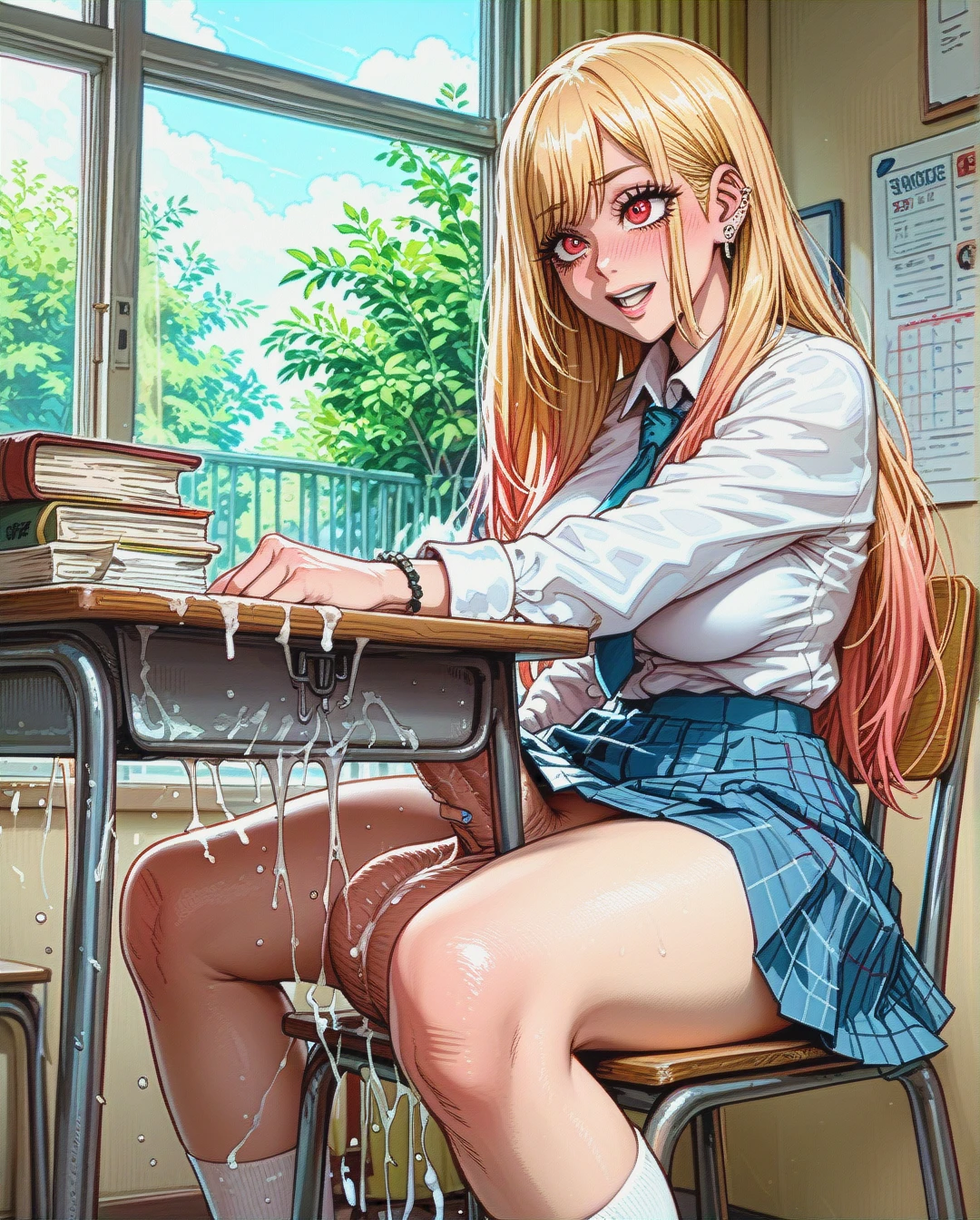 score_9, score_8_up, score_7_up, @kitagawa_marin, (curvy), hung_futanari, hyper_cock, hyper_testicles, (gigantic_breasts), schoolgirl, musky_cock, sitting_on_desk, (stealth_masturbation) under_desk, (convenient_arm)