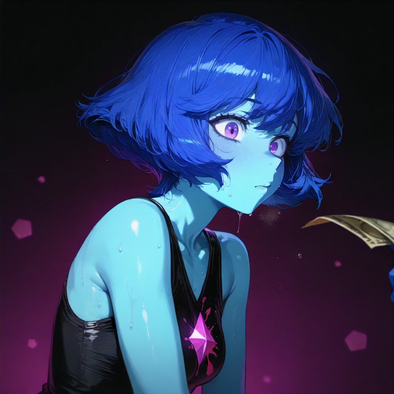 @lapis_lazuli, blue skin, offered money before sex