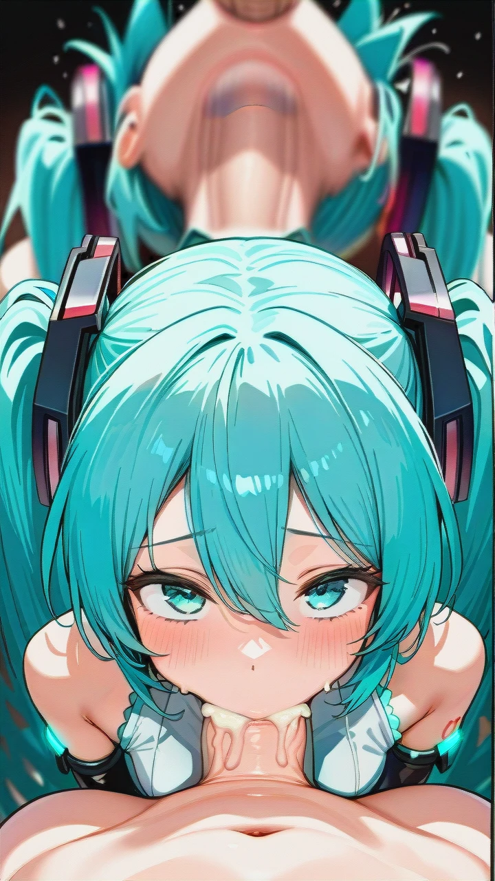 futanari @hatsune_miku, (irrumatio), (futa_with_female), (gangbang), ((full-length)), huge dick, (group_sex), (bukkake), Everyone is visible, ((futa_Hatsune_Miku)), X-ray throat, (female_pov), (pov), (multiple_views),