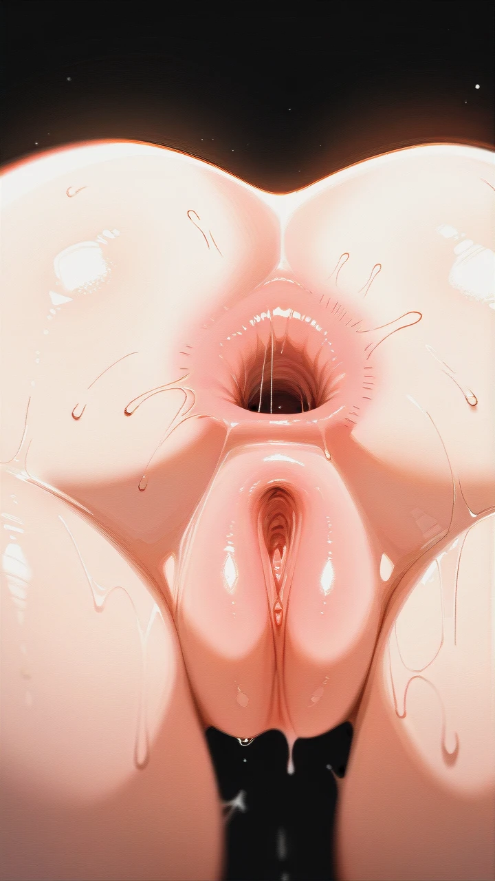 generate a picture where in anime a girl with a beautiful ass and a wet pussy is shoved anal balls into her anus, black, covered in sperm, 8 centimeters in diameter each, (x-ray)