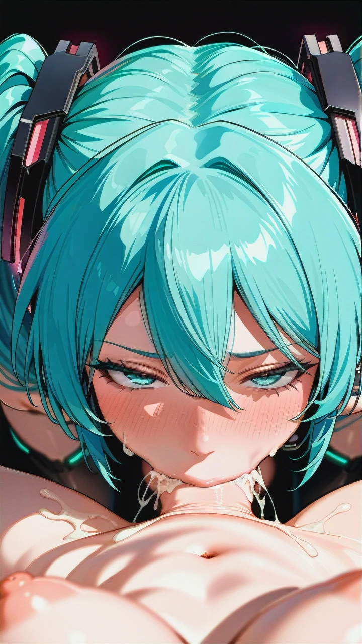 futanari @hatsune_miku, (irrumatio), (futa_with_female), (gangbang), ((full-length)), huge dick, (group_sex), (bukkake), Everyone is visible, ((futa_Hatsune_Miku)), X-ray throat, (female_pov), (pov), (multiple_views),