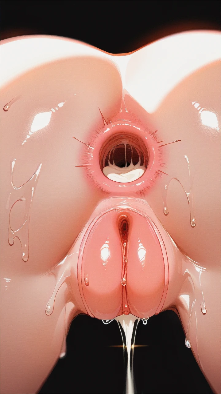 generate a picture where in anime a girl with a beautiful ass and a wet pussy is shoved anal balls into her anus, black, covered in sperm, 8 centimeters in diameter each, (x-ray)