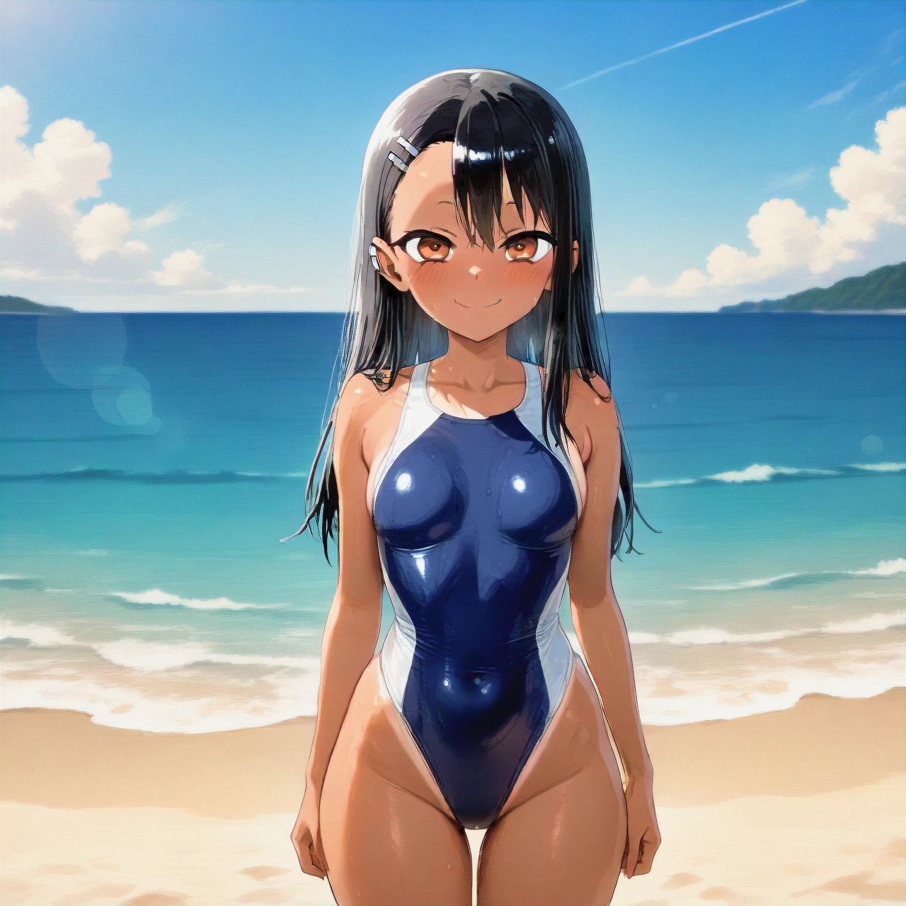 Gamo-chan from anime Ijiranaide Nagatoro, beach