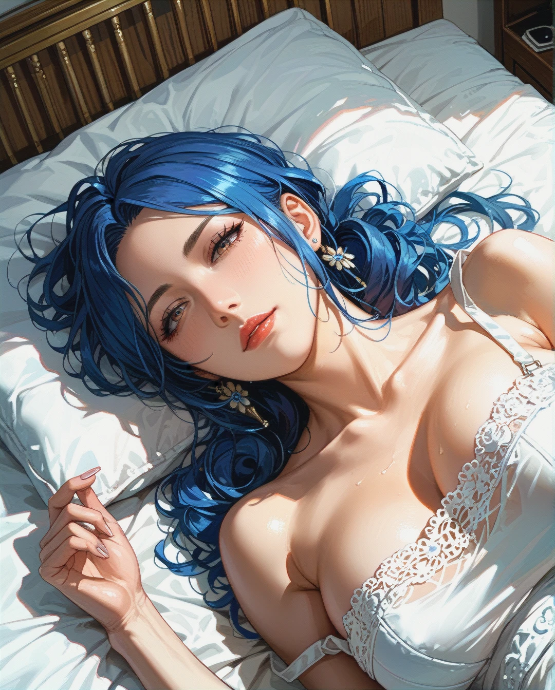 Rinko iori, mature, lying down on bed, sexy sleepwear,