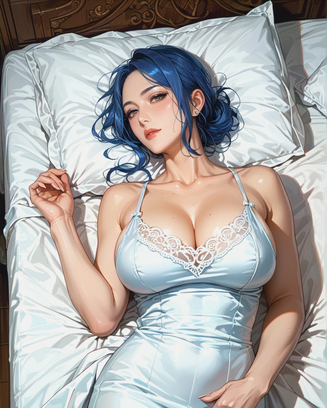 Rinko iori, mature, lying down on bed, sexy sleepwear,