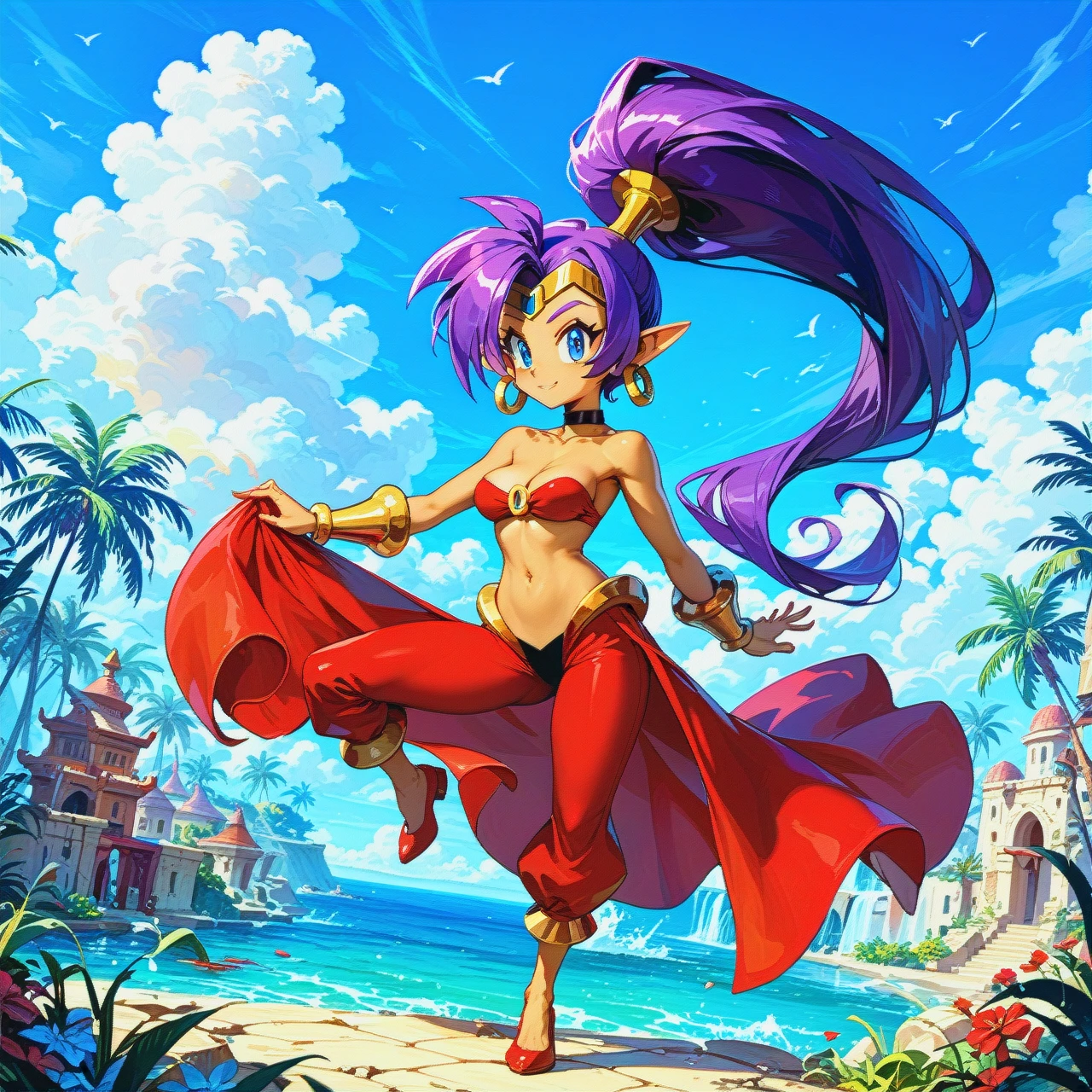 @shantae , (full_body) , (leg_up)