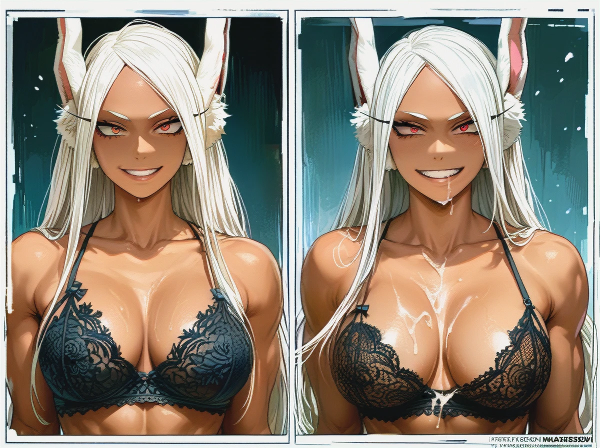 Miruko (my hero academia), lace lingerie, cum, slender body, enjoy, comic, smile,