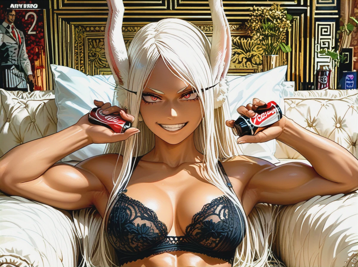 Miruko (my hero academia), lace lingerie, pepsi, slender body, enjoy, comic, smile,