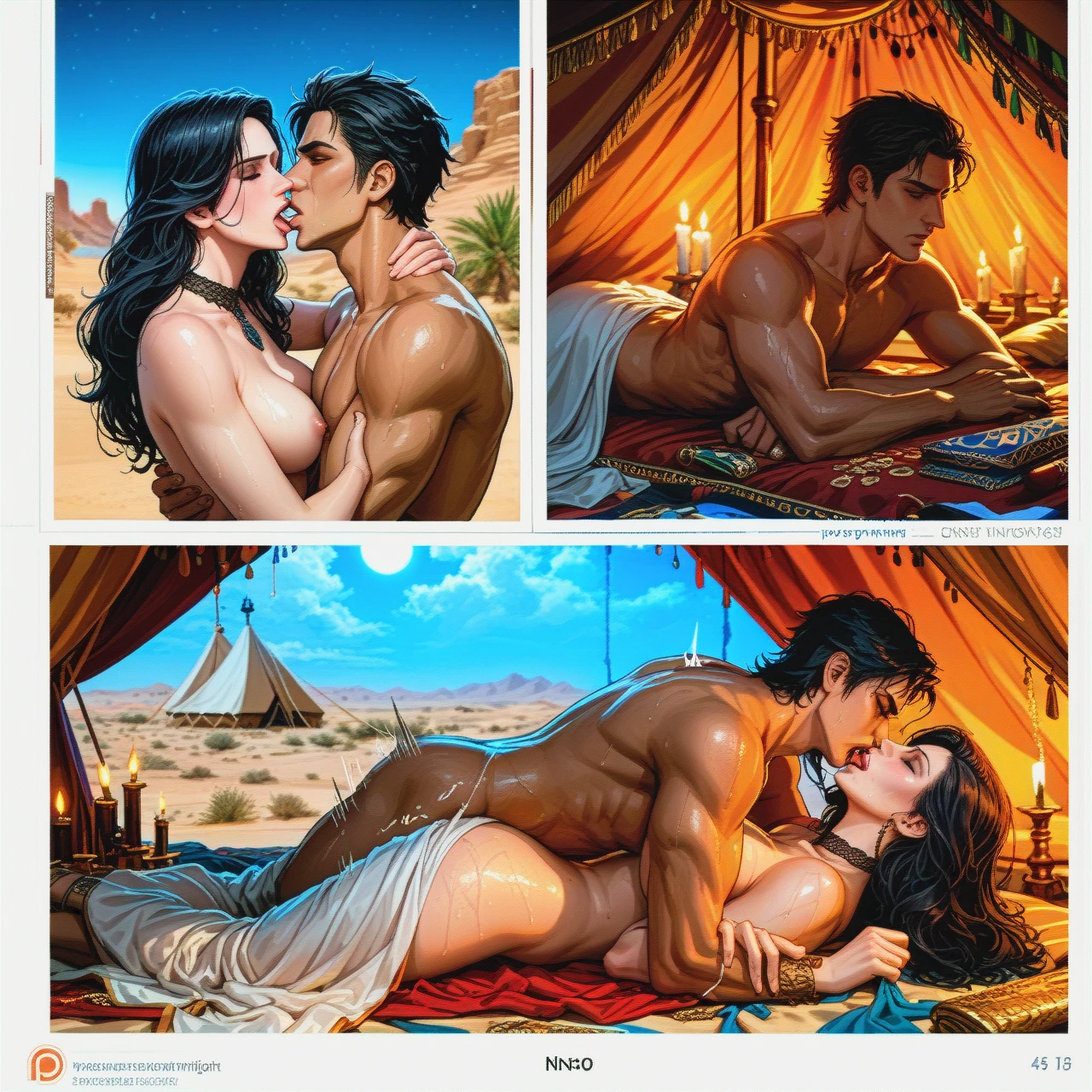 yennefer, deep thrusting, anime style, plapping,sweaty,naked,(internal_cumshot),(annoyed),,Submission,arabian male,ferocity,(undressing),arabian night,tent,desert ,(closed_eyes),kiss,(reach-around),candle,moan ,in love,tongue lick,arabian skirt ,arabian makeup,undressing,(three_sided_view),henna,pain,arabian accessory,prone bone,wet hair ,comic,(multiple_views),fans