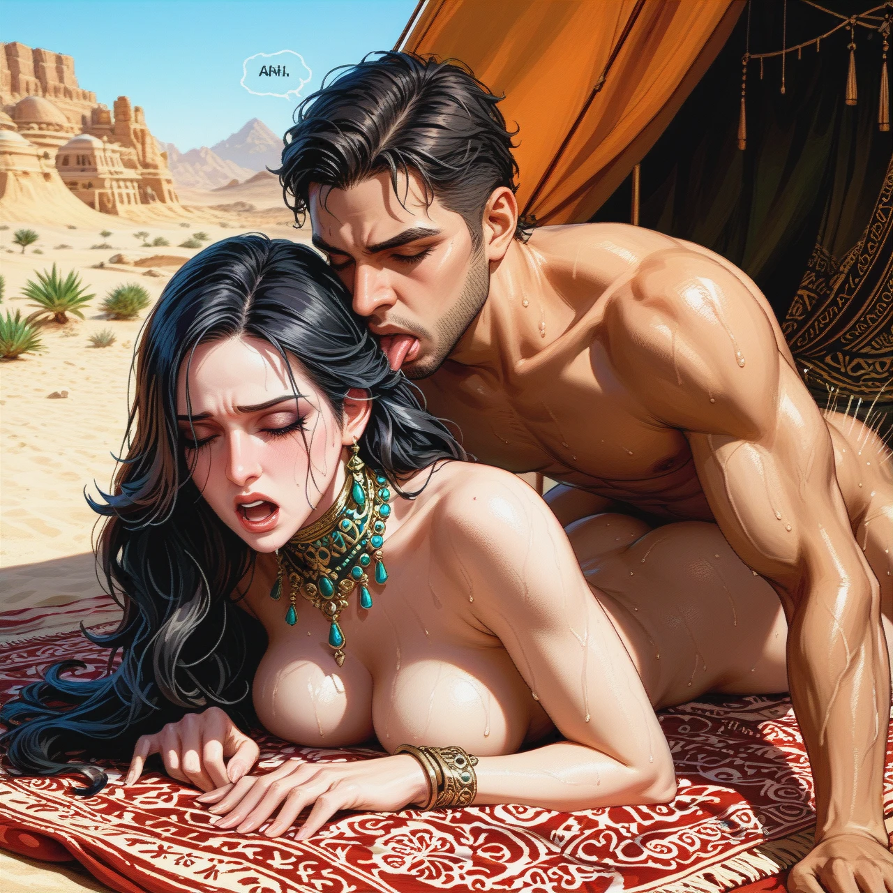 Yennefer,deep thrusting,naked,sweaty,fucked from behind ,(reach-around),arabian male,prone bone, tent , arabian night,desert,henna,arabian makeup,closed eyes,(annoyed),moan in pleasure,arabian accessories ,undressing,arabian dress,trying to leave,blanket,(multiple_views) ,lick her body,(open_mouth) ,hunted