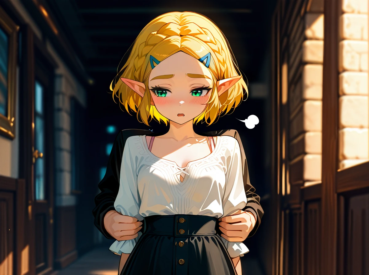 @princess_zelda,   (full_body),   teen, petite,   casual_clothes, skirt, blouse, low_cut_blouse, casual_skirt, wedge,   (sigh), (open_mouth), (blush),  (double_penetration), (carrying_under_arm),