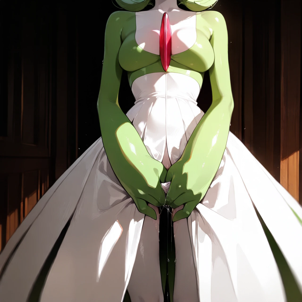 Gardevoir, on full growth, standing, masturbating