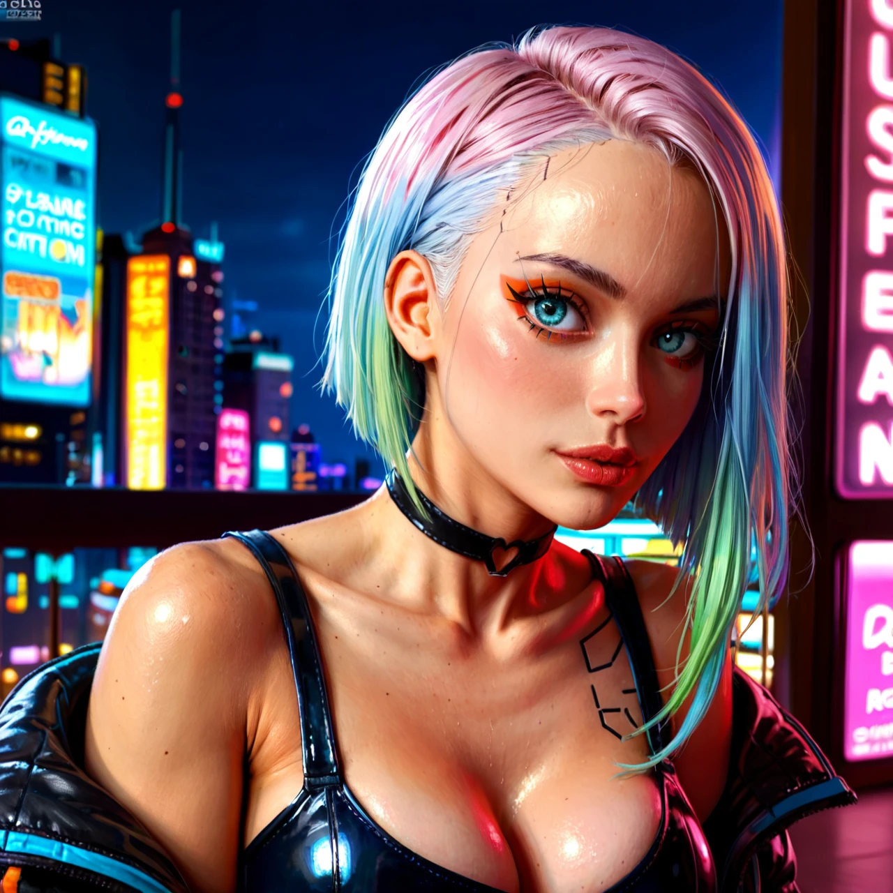 hdr, futuristic city, night, @lucy from Cyberpunk EdgeRunners