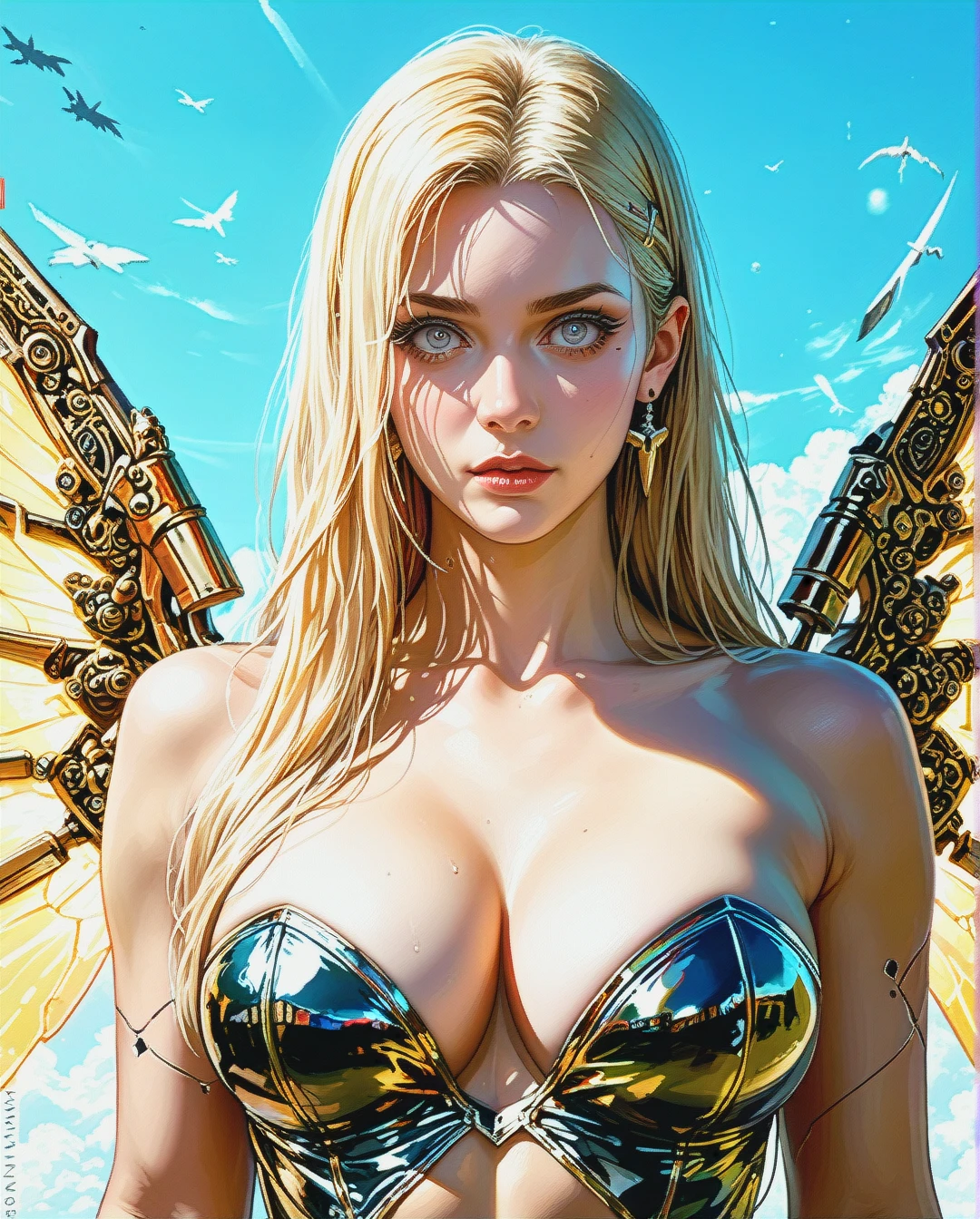 PhotoRealistic Portrait of Winx Club, Stella, Blonde, Winx wings, sexy posing, Perfect Sexy, tight plump body, Cyberpunk, 8k.