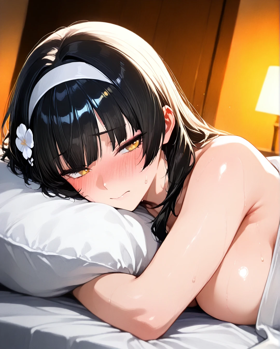 @type95_girls_frontline, (embarrassed), lying on bed, (on_side), (full_body)